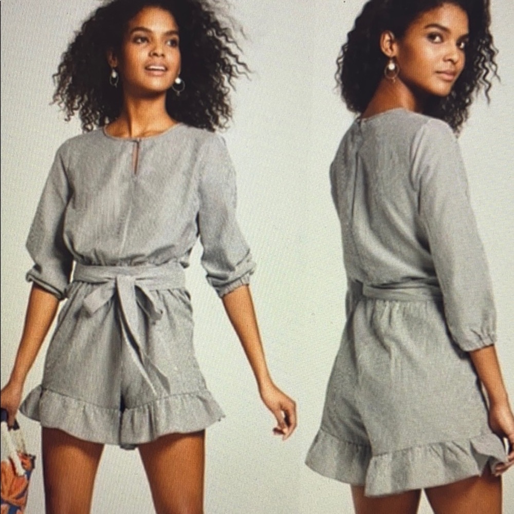 Who What Wear Striped Ruffle Romper